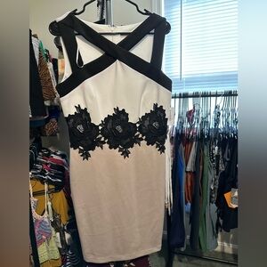 Dress Barn Black and White Floral Midi Dress